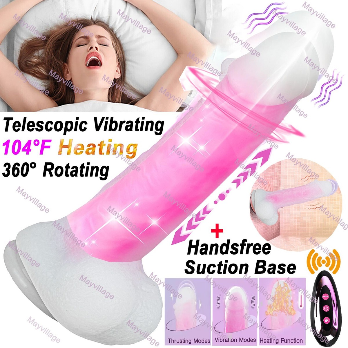 Telescopic Realistic Thrusting Dildo Vibrator Sex Toys for Women Remote  Control