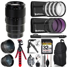 Sony FE 90mm f/2.8 Macro G OSS Lens -3 Lens Kit Tripod  Backpack - 32GB Kit