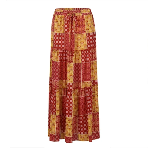 Bohemian Rock Patchwork Langrock Boho Ethno Print Maxi Retro A-Linie Plissee - Bild 8 von 40