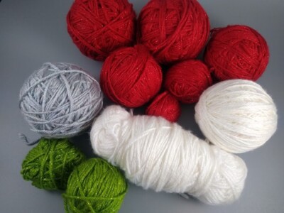 Metallic Holiday Yarns Red, Green, White - 11 Balls Assorted Sizes