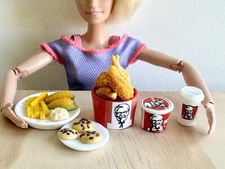 1:6 Miniature 22pcs fast food Fired chicken family meal Cookies fries Corn KFC