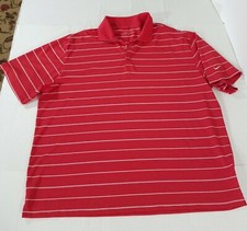 Nike Golf Dri-Fit Tech Core Stripe Polo Shirt Men Size XL Red White