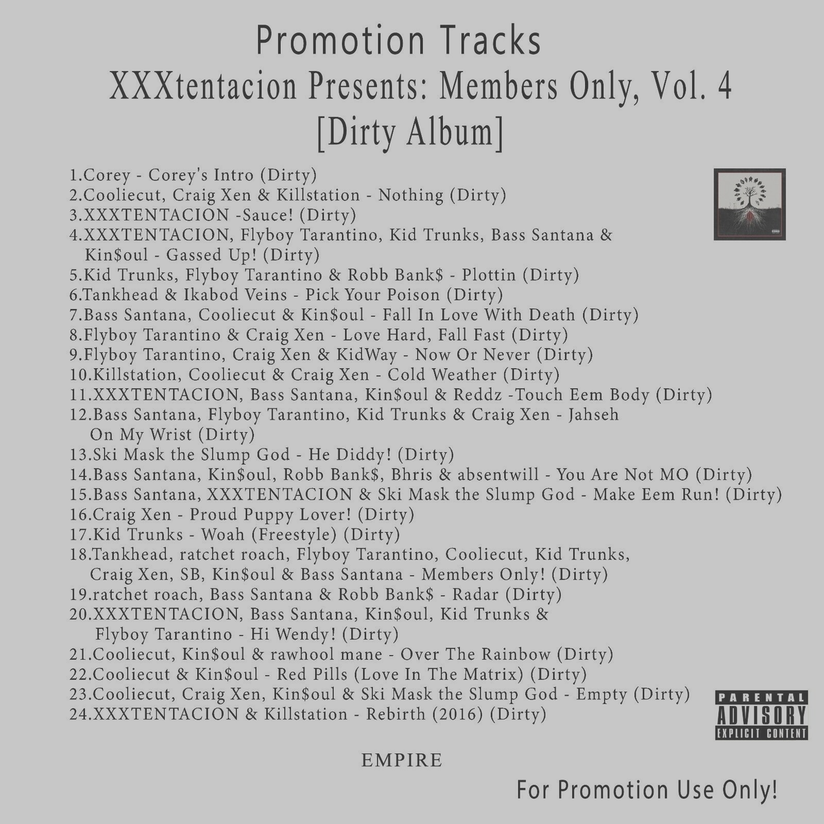 Rap/Hip-Hop.. White CD. XXXtentacion - Members Only, Vol. 4 [Dirty