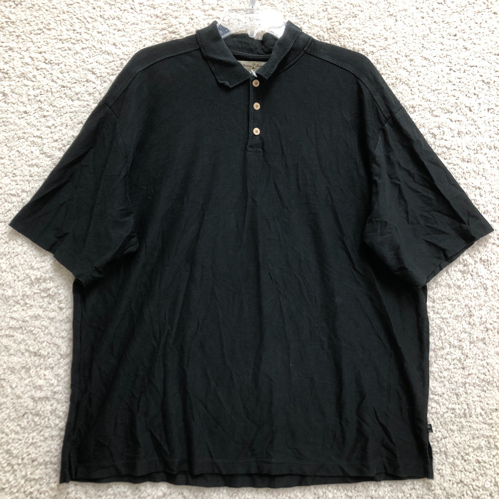 Tommy Bahama Polo Shirt 2XL Adult Black Silk Short Sleeve Classic Golf Mens XXL