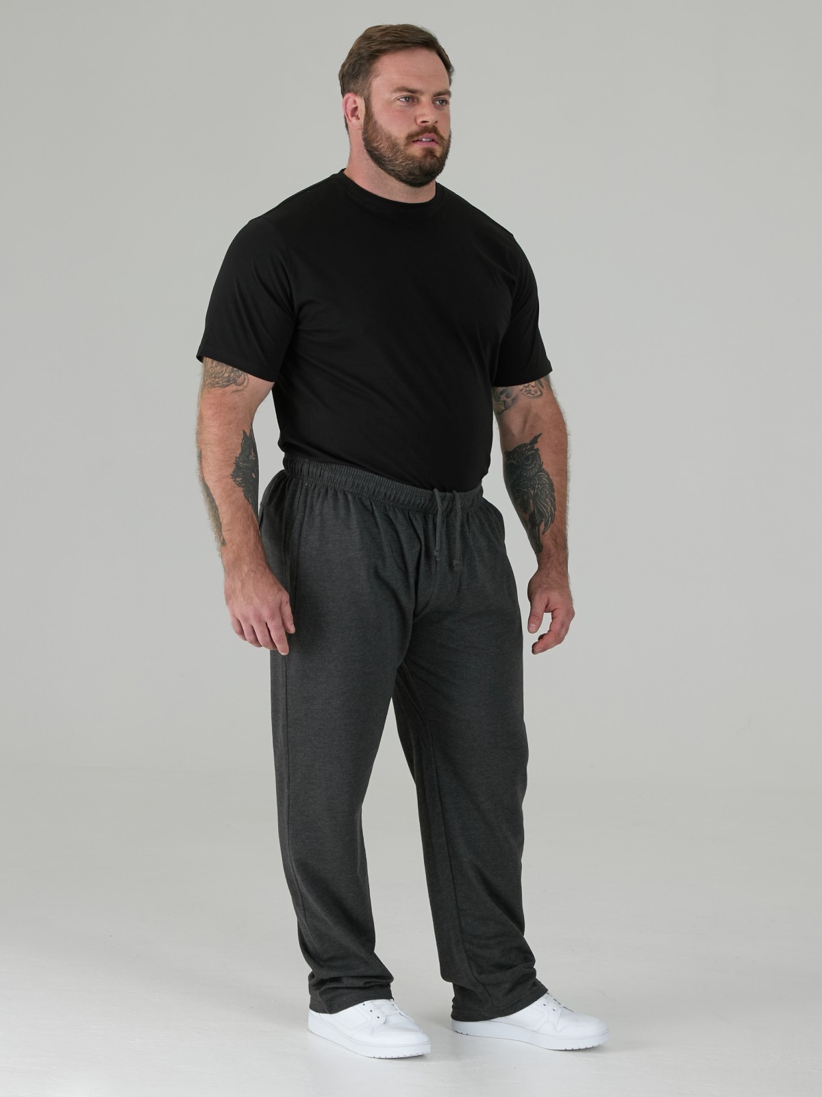 D555 Big Mens Grey Lightweight Fleece Jogging Bottom Open Hem 2XL-8XL (KS1420) image 2