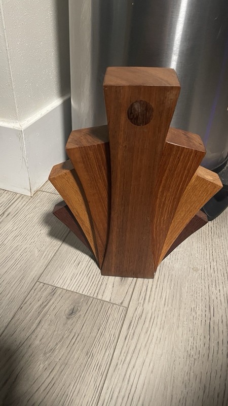 Art Deco Fan-Shaped Sculpture Decor Art/ Unique Multi Grain Woods/ 1920’s