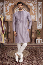 Indian Party Wear Kurta Ethnic Men's Designer Chikankari Work Kurta Pajama Set