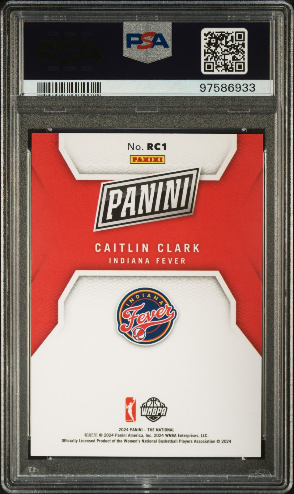 2024 PANINI NSCC ROOKIES ORANGE #1 CAITLIN CLARK RC 177/199 PSA 8 view 2