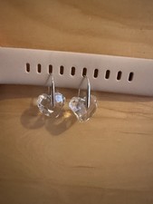 Swarovski Heart Shape Crystal Earrings Silver Tone