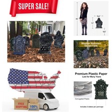 Durable Outdoor Halloween Tombstone Decorations - 6 Spooky Signs Included