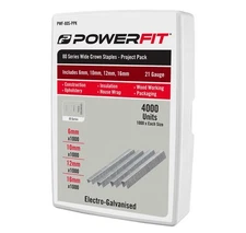 PowerFit 80 Series Wide Crown Electro-Galvanised Staples Project Pack 4000 pack