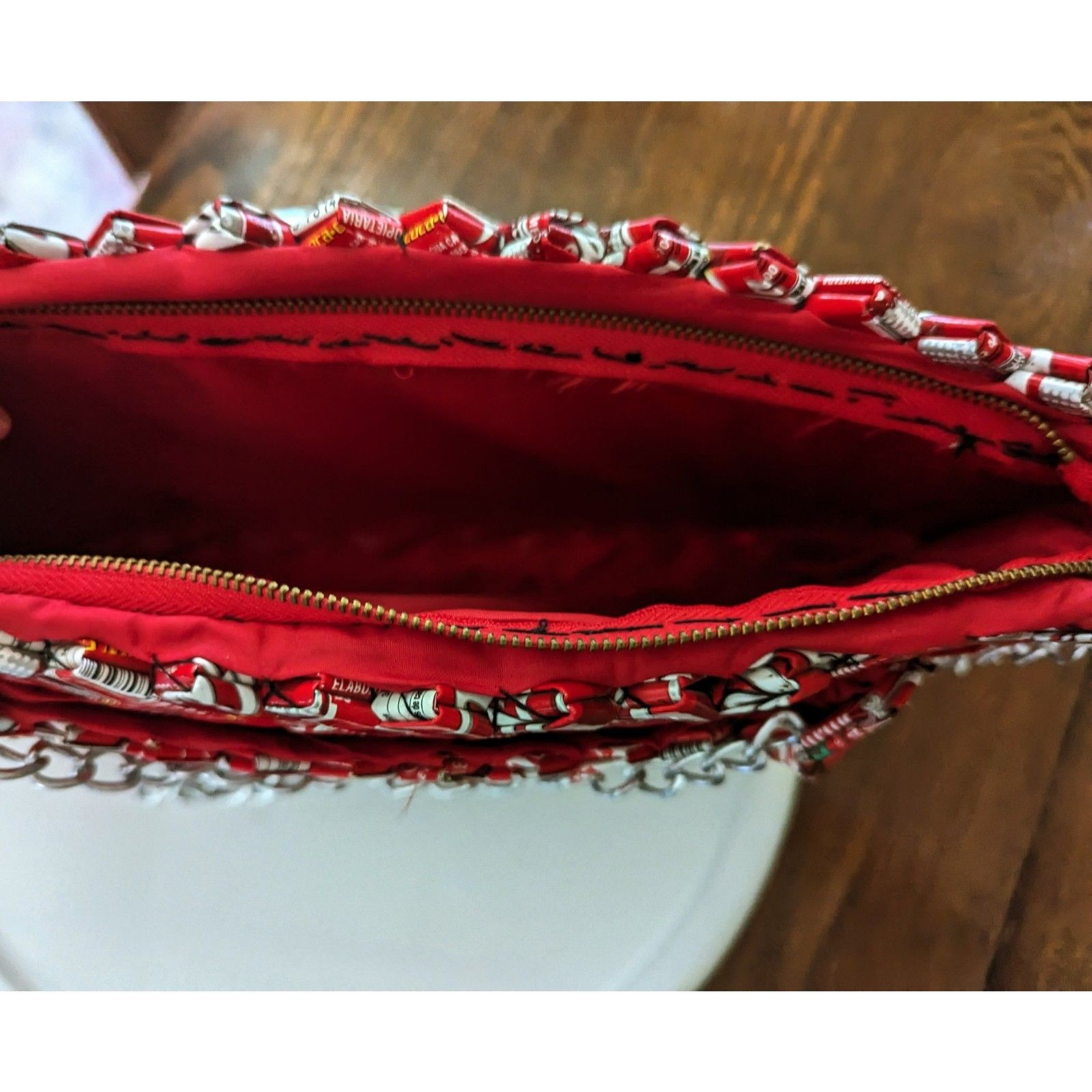 Handmade Coca Cola theme gum wrapper shoulder pur… - image 5