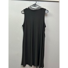 Tiana B Dress Womens Large Black Sleeveless Embellished Neck Beaded GNO LBD New