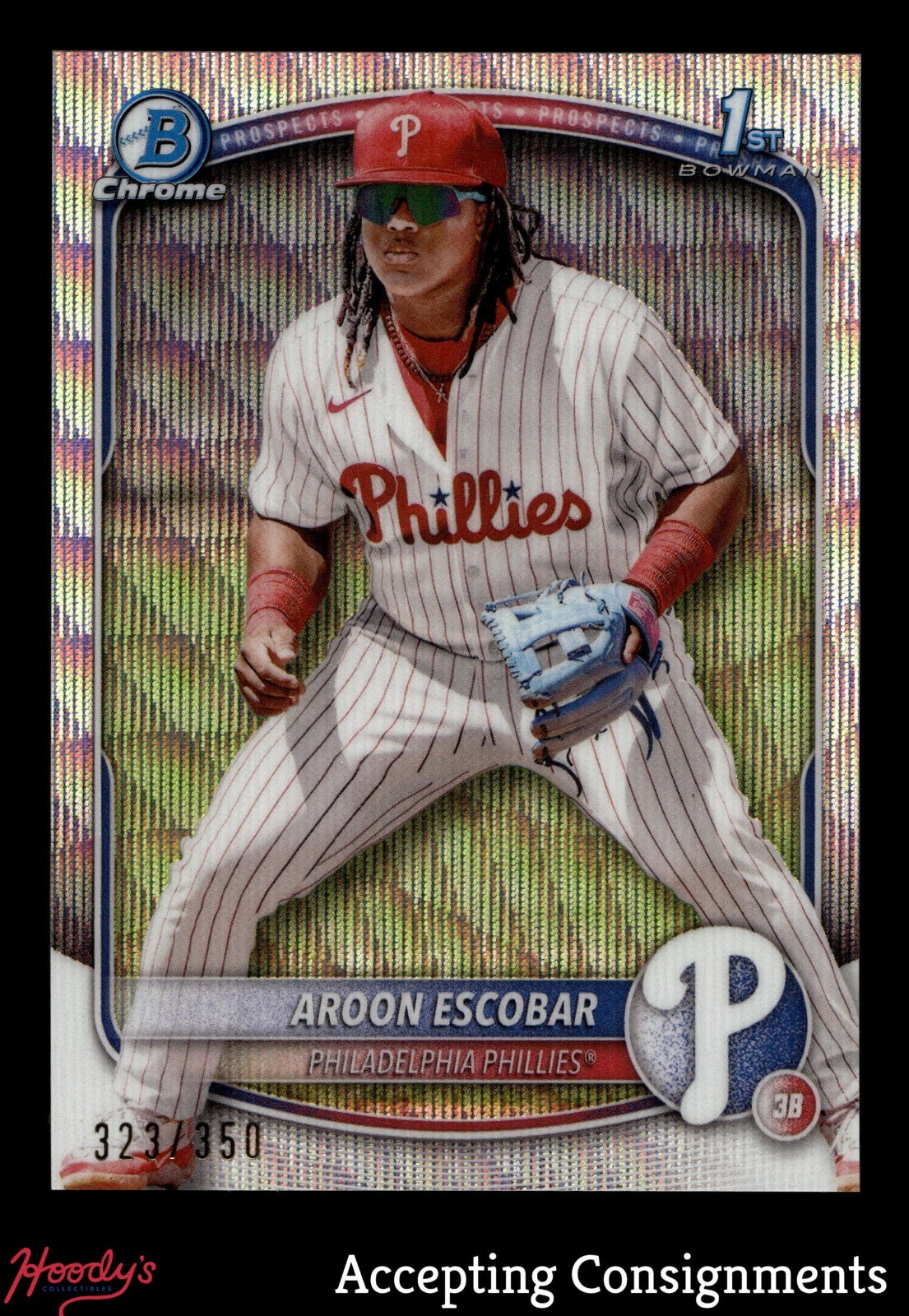 2025 Bowman Chrome Prospects Wave Refractor Aroon Escobar 1ST ROOKIE 323/350