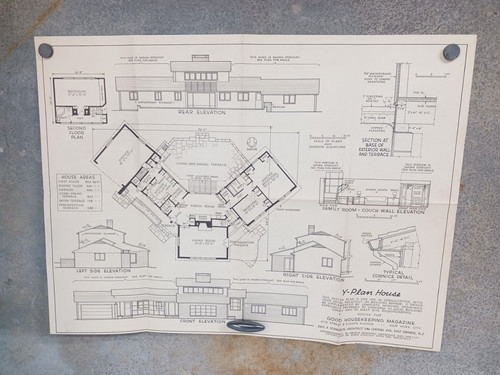 VTG Y Plan House MCM 1950s Good Housekeeping House Floor Plan Ranch Schmidlin