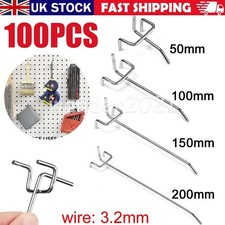 100PCS 15/20cm Single Pegboard Hooks Board Slat Wall Retail Display Shop Peg UK
