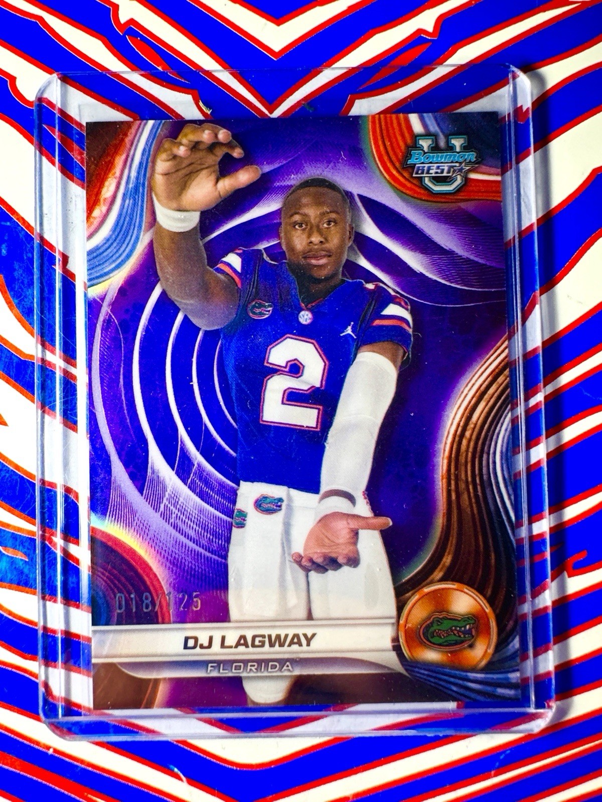2024 Bowman University Best DJ Lagway Purple Refractor /125 #88 Florida Gators