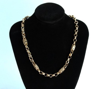 Antique Victorian Albert Watch Chain Necklace 9k Gold Fancy Link with Dog Clips