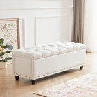 Ottoman with Storage, 50.8" Upholstered Button Tufted End of Bed Bench with Safe
