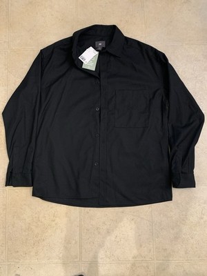 h&m black dress shirt Ae/uphorie Esthetique Mens Large Pocket Buttons Long Sleeve gently dropped shoulders mandarin collar sexy short black dress Color Code:BKPK