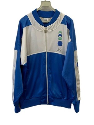 VTG 90s Puma Macht's Mit Qualität Track Jacket Blue White Mens M/L Geometric#92