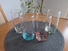 ♥♥ 4 Trinkgläser mit festem Fuß und farbigem Fuß ♥♥ 300 ml ♥♥