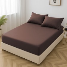 Plain Fitted Bed Sheets - Single Double King Super King - Super Soft Touch✔