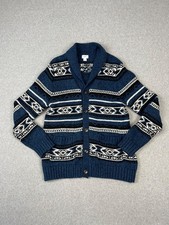 Old Navy Cardigan Mens XL Blue Fair Isle Shawl Collar Wool Blend Sweater