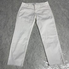 Frank  Eileen Pants 6 White Wicklow USA Made Performance Chino Stretch Raw Hem