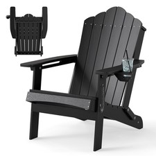 COSTWAY Folding Adirondack Chair Weather Resistant HDPE Lawn Chair