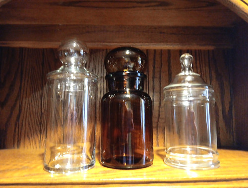 Vintage Clear And Brown Glass Apothecary Bottles