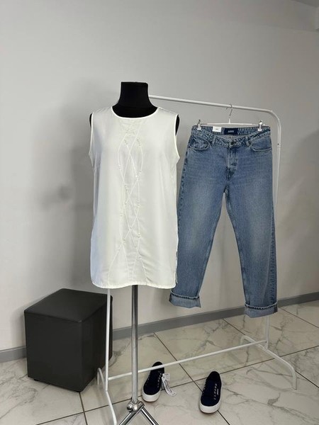 Women Oscar B Shirt White Polyester 38 / M / 46