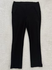 Chico  s Women  s Black Stretch Pull-on Dress Pants Size 1R US 8 Reg Flat Front