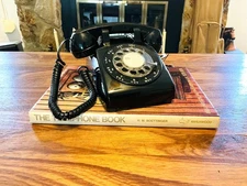 Vintage ATT Western Electric Rotary Dial Phone, Classic Black Desk Telephone