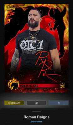 Roman Reigns - Red Signature Legendary - Topps WWE Slam Workhorses 26 Series 2