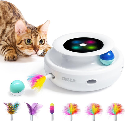 2In1 Interactive Toys for Indoor Cats, Timer Auto On/Off, Cat Toy Balls & Ambush