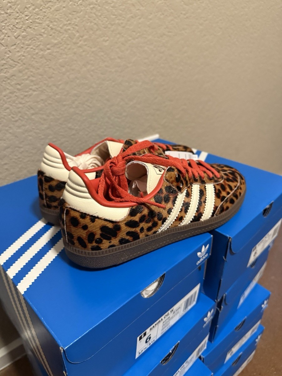 adidas Womens Samba OG Preloved Red Leopard Cheetah JI2734
