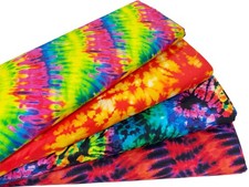 Tie Dye Fabric Quilting Cotton Multicolour Rainbow Bright Hippy Patchwork Fabric