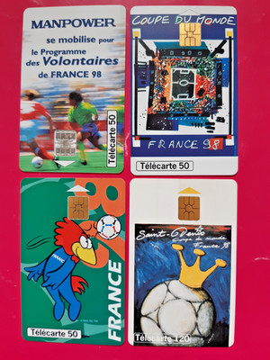 4 telephone cards FRANCE from the series Football France 1998 C76