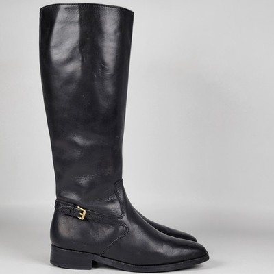 Ralph Lauren Black Leather Riding Boots Knee High Zipper 5.5 B
