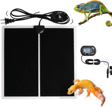Reptile Terrarium Heat Pad with LCD Digital Aquarium Thermometer, 5.5 X 6In Powe