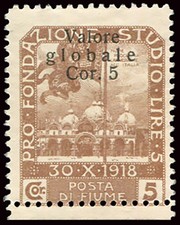 Rivière - Valeur Globale 5 C. sur 5 C. N. 98 g surimpression déplacée