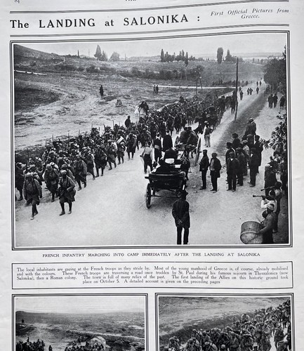 Antique 1915 WW1 Allies Landing At Salonika, Greece Photos UK Sphere 29x41cm EMF