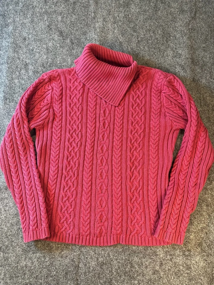 Suéter de Invierno Tejido con Cable Melocotón Rosa De Colección WMNS L Grannycore Cálido Acogedor Modesto Foto 3 de 4