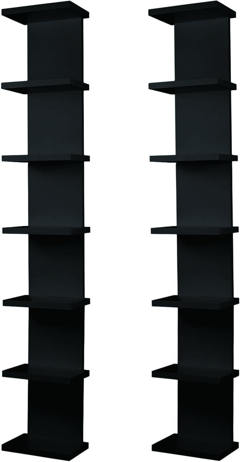 7 Tier Floating Wall Shelf - 2 Pack Compact Vertical Storage