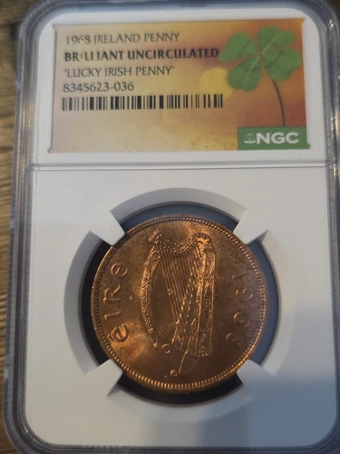 Ireland 1968 "Lucky Irish Penny" Uncirculated NGC 834623-036