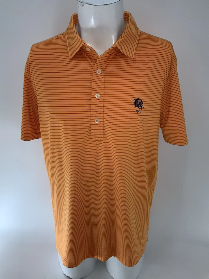 Donald Ross Sport Polo Shirt Men’s L Orange Blue Striped Algonquin GC YGI U5-58 - Image 2 of 4