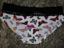 NEW Victoria secret Vintage Lace Trim hiphugger Panty Medium Butterflies