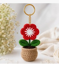 Handmade Crochet Flower Keychain 