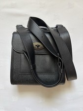 Mulberry All Black Small Antony Crossbody Bag, Black Grain Leather And Hardware.